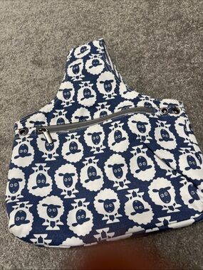 Blue & White Sheep Print Shoulder Bag